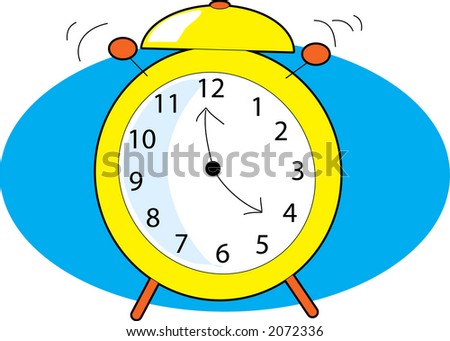 Alarm Clock ringing with two clappers on blue background