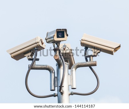 High-tech security  cameras monitoring.
