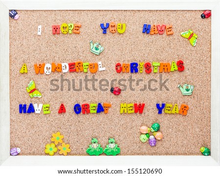 Color christmas and new year words on clip board.