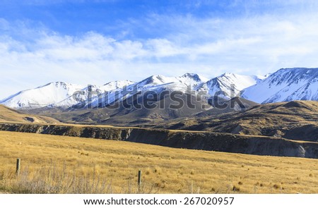 South Alps mountains, South island of New Zealand. View from Athur Pass National park.
