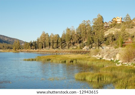 Mountain lake scene; Big Bear Lake, California