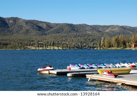 Alpine lake marina; Big Bear Lake; San Bernardino Mountains, California