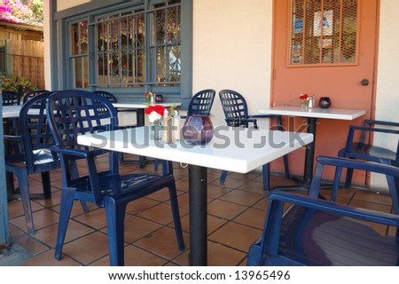 Outdoor cafe dining area; Old Town; San Diego, California