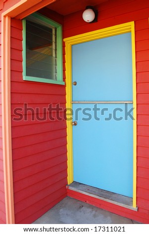 Colorful door and window; Morro Bay, California