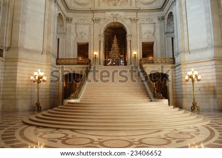 Main rotunda and staircase; City Hall; San Francisco, California