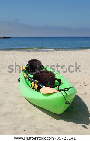 Ocean kayak on a beach; Monterey, California