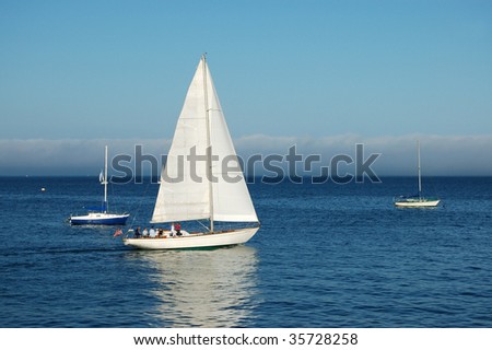 Sailboat on the ocean; Santa Cruz, California