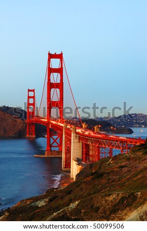 golden gate bridge sunset. stock photo : Golden Gate