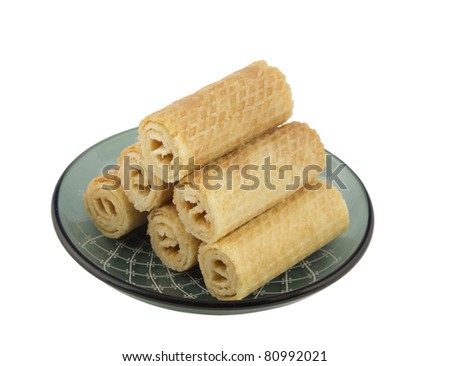 Wafer rolls in a small bowl