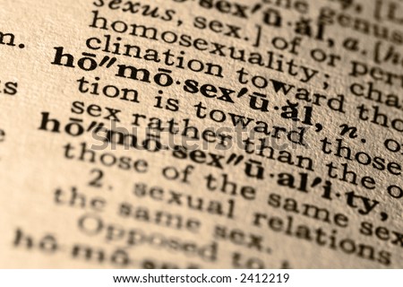 The word homosexual. Close-up of the word homosexual in a dictionary.