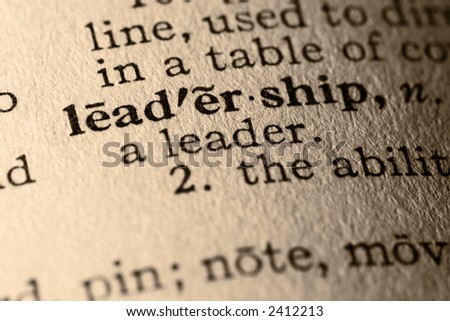 The word leadership. Close-up of the word leadership in a dictionary.