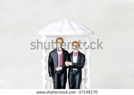 Gay marriage illustrated with two male figures