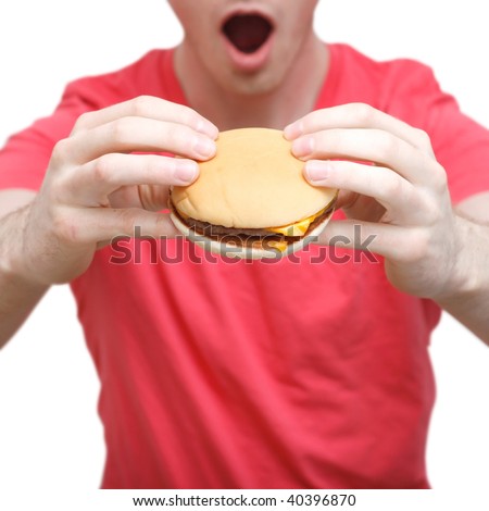 fat person eating burger. fat person eating burger.