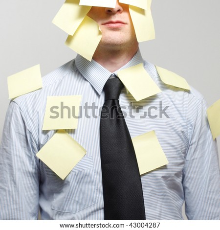 Man covered in yellow notes