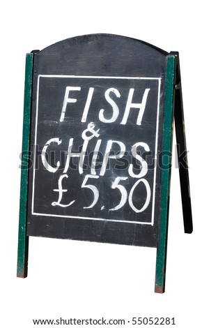 fish and chips sign. stock photo : Fish and chips