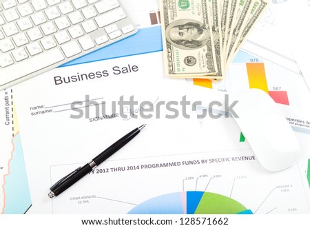 accounting. business deal with signature and money