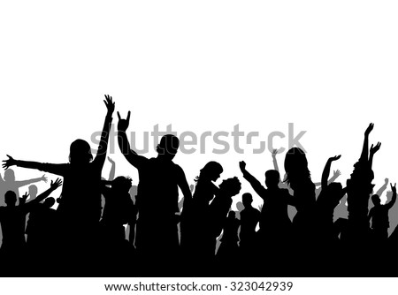 Party crowd silhouettes. Young people have fun. Disco background.