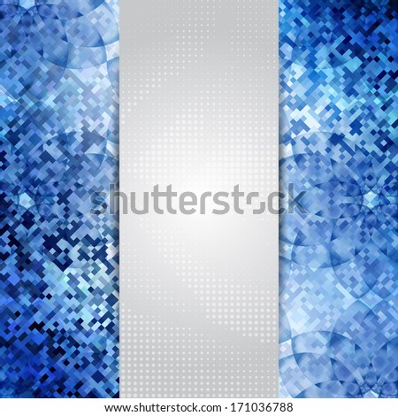 Ice blue card or invitation template with floral background and place for text in the center.
