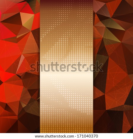 Abstract dark red card or invitation template with triangle pattern background and place for text in the center.