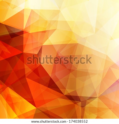 Abstract Geometric Background With Shining Bright Red And Yellow Transparent Triangles, Looks Like Stylized Fire