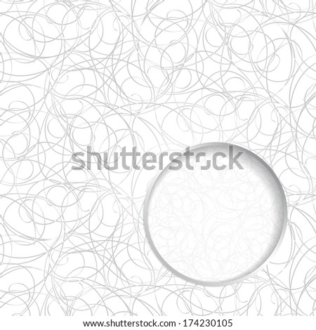 Abstract light graphic card or invitation template with decorative cobweb background and place for text in the round volumetric window.