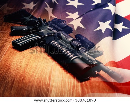 The Black Rifle with grenade launcher and U.S. flag