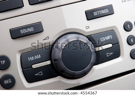 Modern Car Audio Control System, Close-Up Photo