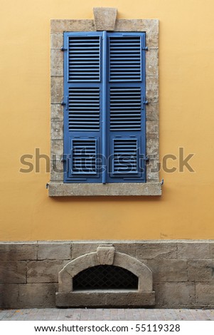 Window shutters closed in the old house in the heart of Lefkosia (Nicosia), Cyprus.