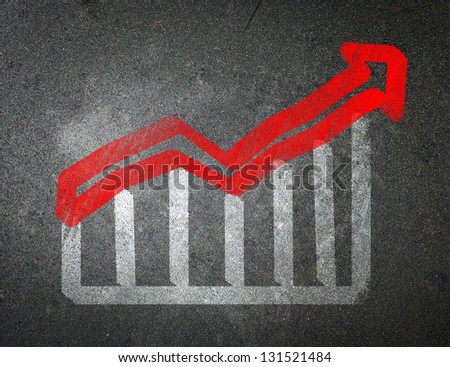 Chalk drawing of an increase in the stock market. The economic concept of depression.