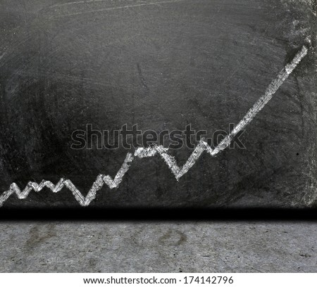 Concept of a positive statistical trend on big blackboard wall