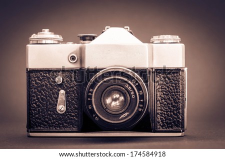 retro camera on old school style shot with vignette, retro style