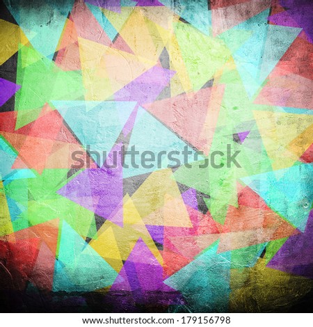 Colorful scratched vintage background with irregular pattern figures