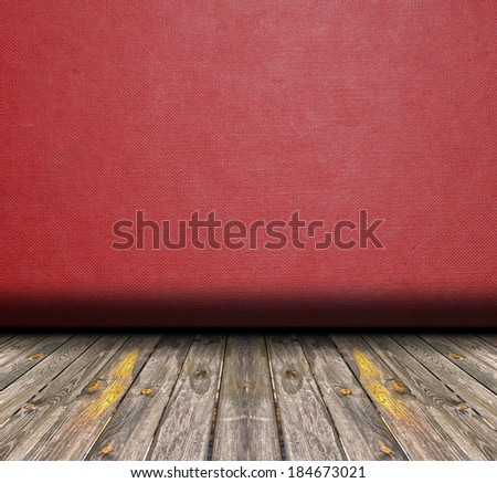 An image of a nice wooden floor interior with red wallpaper