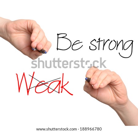 hand writing, Be strong not weak, in concept of motivation
