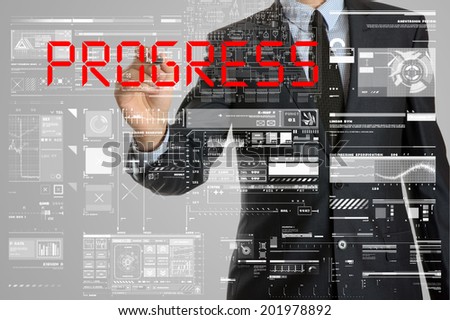 businessman writing progress