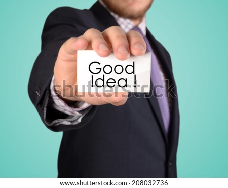 business man show card with Good Idea text