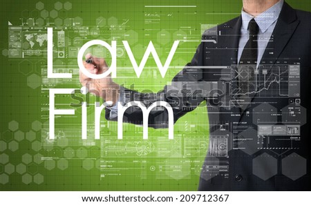 businessman writing technology terminology on virtual screen with business or technology background - law firm