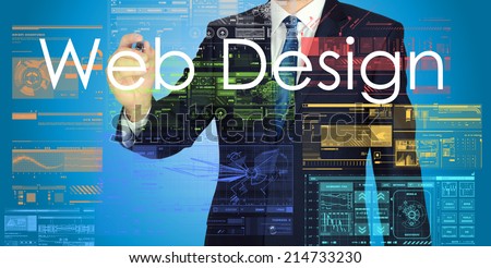 businessman writing web design