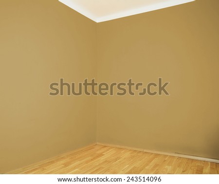 empty interior with wooden floor brown wall