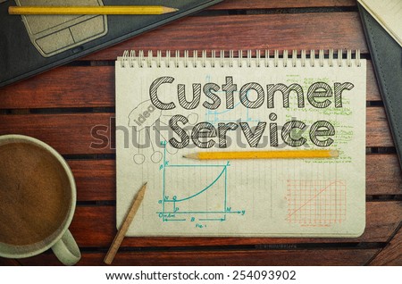 Notebook with text inside Customer Service