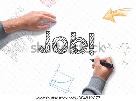 Hand writing Job on white sheet of paper