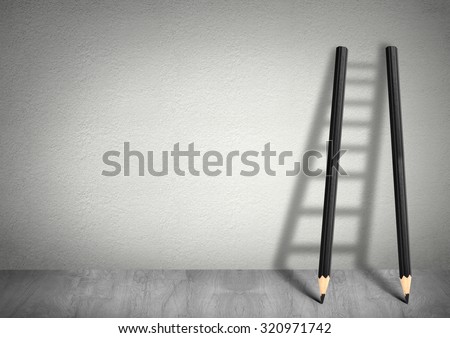 success creative concept, pencil Ladder with copy space