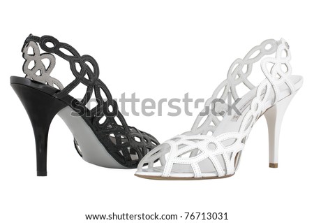 Black and white high heel shoes - stock photo