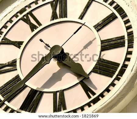 Clock Face Closeup with Roman Numerals