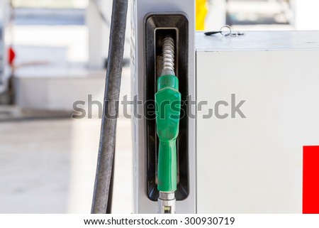 Close-up view of petrol pump in a petrol station