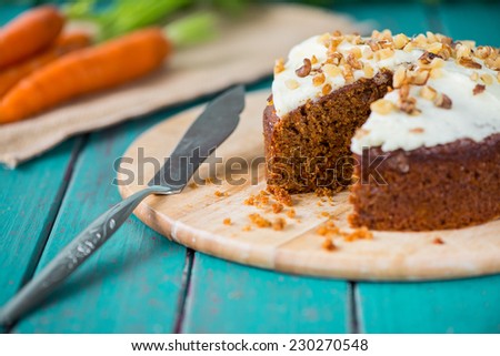 Fresh slice of carrot cake