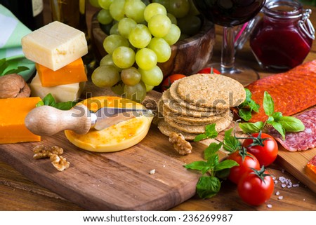 traditional  english apricot soft cheese with oat crackers