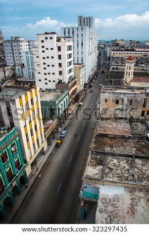 Havana, Cuba - September 26, 2015:  Panoramic view over city of Havana,Cuba. This 16th century city is Cuban largest city , with many areas protected by UNESCO.
