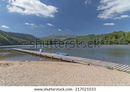 Small pier on a lake Massif Central France