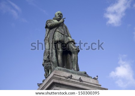 The statue of William of Orange, or the Silent, of the Netherlands. The statue was made by Louis Royer in 1848.